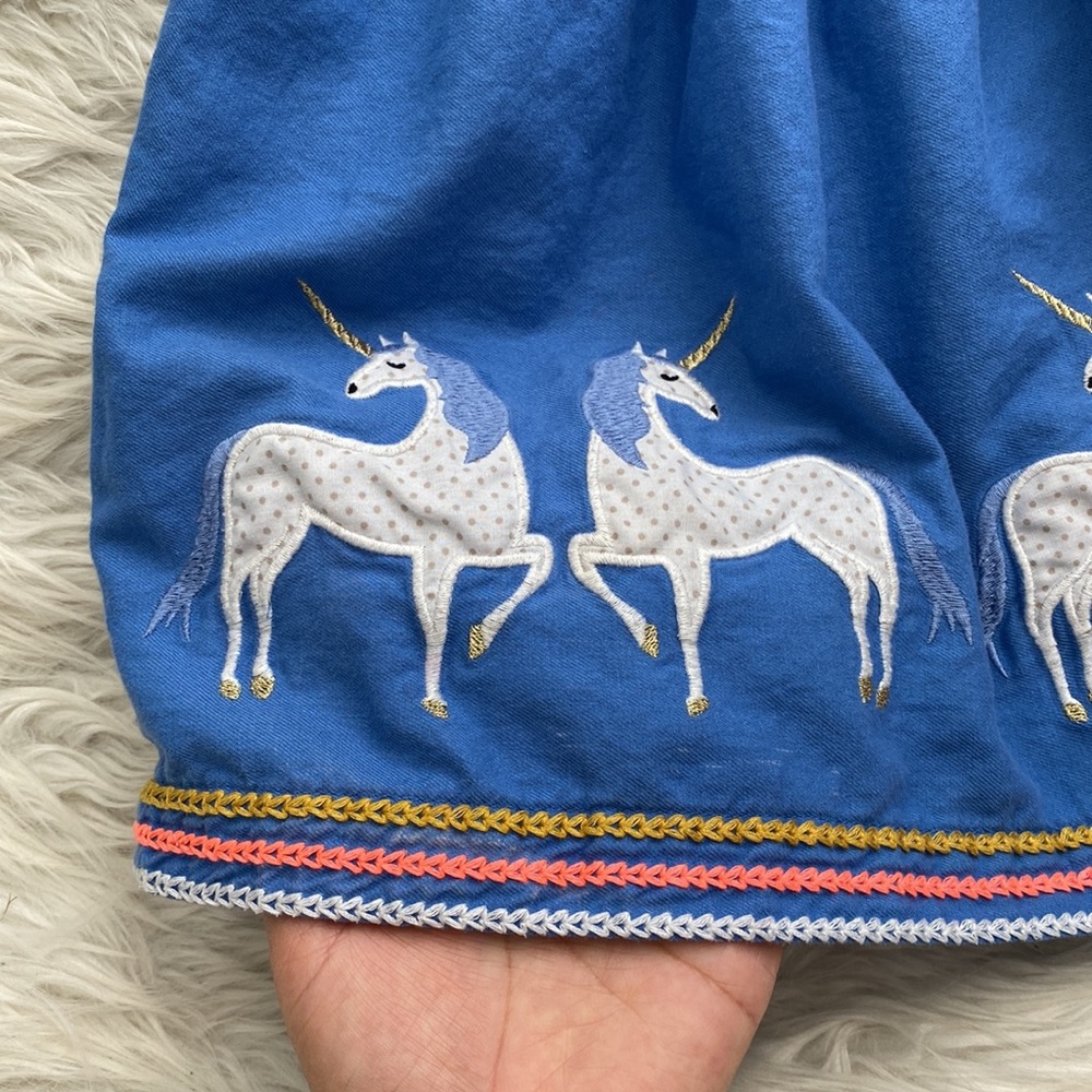 Mini Boden | Blue Unicorn Applique Skirt - Picture 10 of 16